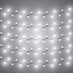 Christmas lights isolated realistic design elements. Garlands, Christmas decorations.