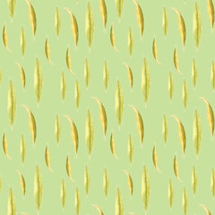 Oleander on green background. Seamless watercolor pattern