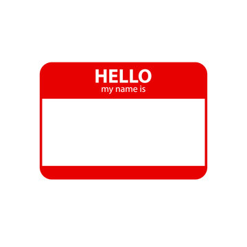 Hello my name is. Inscription in badge