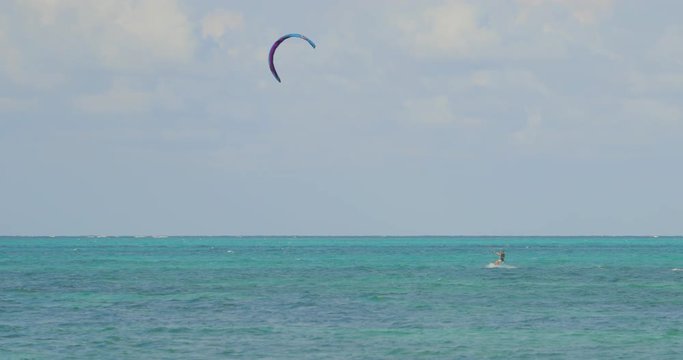 Slowmotion of a kitesurfer in Zanzibar islands, Africa