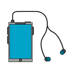 portable music player with earphones icon image vector illustration design 