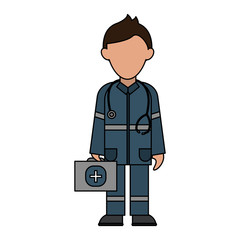 paramedic holding first aid kit avatar icon image vector illustration design 