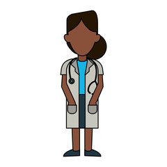 Fototapeta premium doctor woman dark skin avatar icon image vector illustration design 