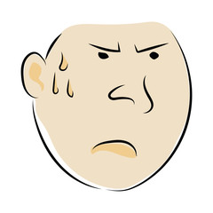 graphic design editable for your design, hand drawn angry facial expression isolated on white background. Vector Illustration. 