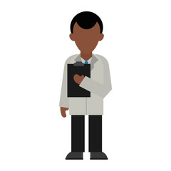 doctor holding clipboard dark skin avatar icon image vector illustration design 
