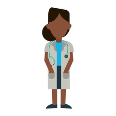 doctor woman dark skin avatar icon image vector illustration design 
