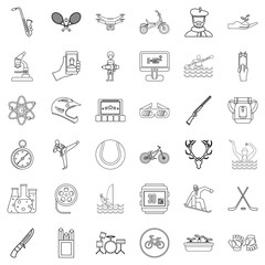 Swimming icons set, outline style