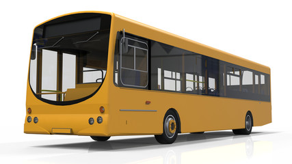 City yellow bus template. Passenger transport. 3d illustration.