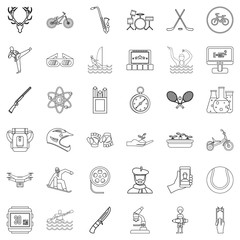 Musical instrument icons set, outline style
