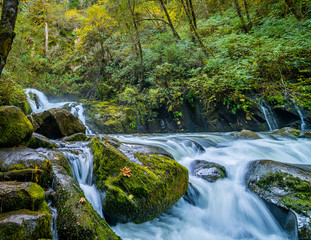 Fototapeta na wymiar A Beautiful Waterfall Along a Lonely Path