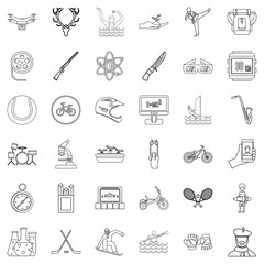 Artist icons set, outline style