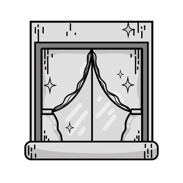 Grayscale House Window Clean With Curtains Design