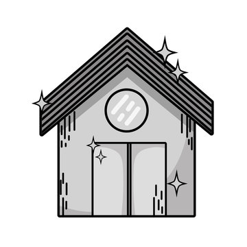 Grayscale Clean House With Roof And Door Design