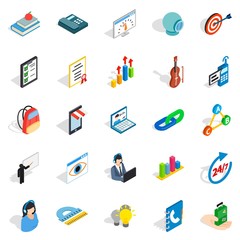 Training courses icons set, isometric style