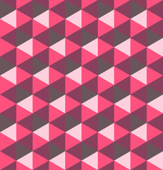 Pink hexagonal pyramids. Seamless vector pattern background. 3D relief.