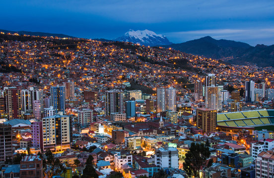Panorama of night La Paz, Bolivia