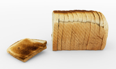 bread sliced - toast - arrangement isolated on white