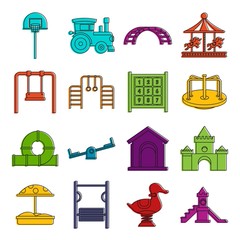 Playground icons doodle set