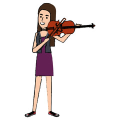 woman playing fiddle character