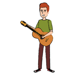 man playing guitar character