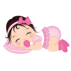 Vector Cute Baby Girl Sleeping