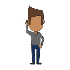 man avatar using cellphone icon image vector illustration design 