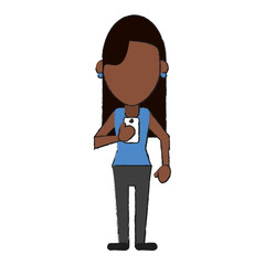 woman avatar using cellphone icon image vector illustration design 
