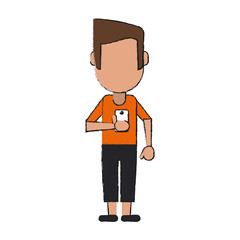 man avatar using cellphone icon image vector illustration design 