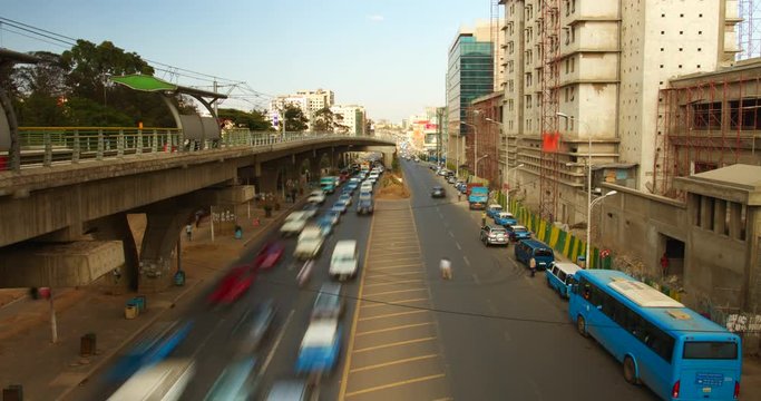 Timelapse of a busy street in Addis Ababa, Ethiopia