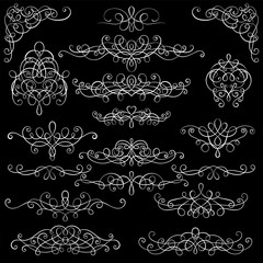 Collection of vintage calligraphic flourishes, curls and swirls decoration for greeting cards,books or dividers.