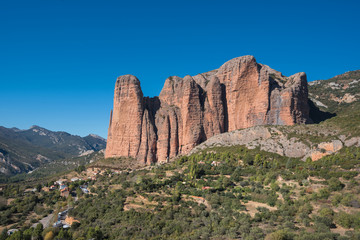 Mountain Landscape Mallos de Riglos in Huesca province, Aragon, Spain.