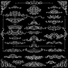 Collection of vintage calligraphic flourishes, curls and swirls decoration for greeting cards,books or dividers.