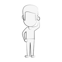 man avatar full body icon image vector illustration design  black sketch line