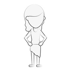 woman with hands on hips  avatar full body icon image vector illustration design  black sketch line