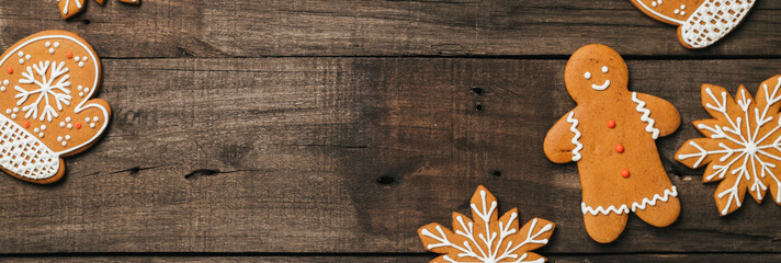 Xmas background with gingerbread and space for text