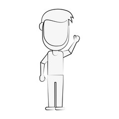 man with beard avatar full body icon image vector illustration design  black sketch line