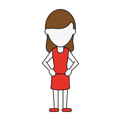 woman with hands on hips  avatar full body icon image vector illustration design 