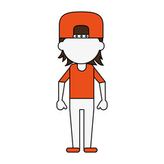man with cap avatar full body icon image vector illustration design 