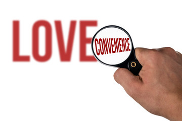 blurred love lettering, in a magnifying glass convenience