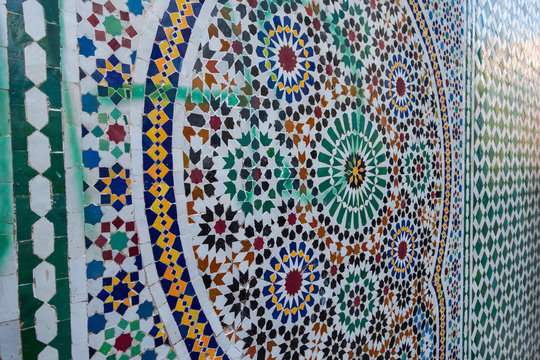full frame shot of moroccan traditional pattern of zellige