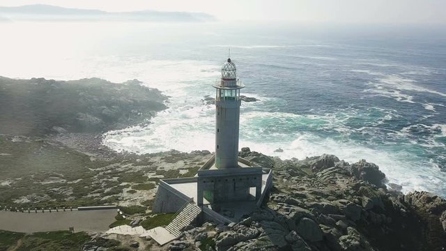 Aerial view of white lighthouse
