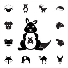 Obraz premium kangaroo with cub icon. Set of animal icons. You can use in web or app icons