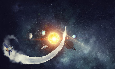 Obraz na płótnie Canvas Solar system planets . Mixed media