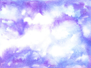 Fototapeta na wymiar Watercolor wet violet and blue background
