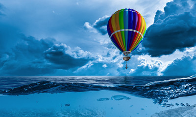 Air balloon in sea