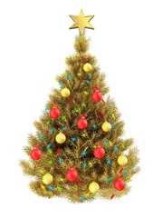3d golden Christmas tree