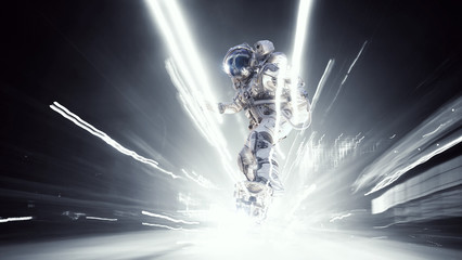 Spaceman on flying board. Mixed media © Sergey Nivens