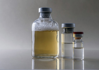 Medicine in vials, ready for vaccine injection
