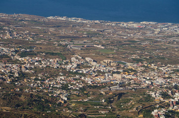 Aerial photography of Guimar village in Tenerife island, Canary islands, Spain.