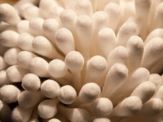Fototapeta na wymiar close of bunch of cotton wool bud q tips top